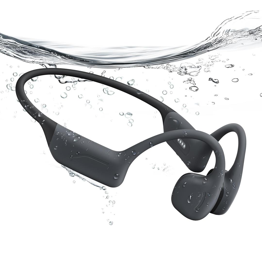 Hostena Full-Coverage Liquid Silicone Swimming Headphones, IP68 Waterproof Underwater Headphones, Bluetooth 6.0&MP3 with 32GB Memory Card, Soft/Skin-Comfortable Open Ear Bone Conduction Swim Earbuds