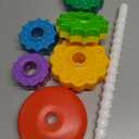 Riuja Baby Spinning Stacking Toys, 1-3 Rainbow Ring Stacker Montessori Toys for Babies, Sensory Toys for Toddlers, Christmas and Birthday Gifts Suitable for Boys and Girls (14 inches)