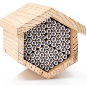 WHITEHORSE Premium Cedar Bee House - 6” Long Replaceable Tubes - Perfect for Mason Beekeeping - an Insect Hotel Built to Last - Support Bees While Pollinating Your Garden (Paper Tubes Included)