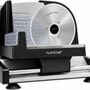 Nutrichef Electric Meat Slicer | 200W Automatic Meat, Deli & Bread Slicer | Adjustable Dial for 0-15mm Cutting Range Thickness | Removable 7.5 IN Stainless Steel Blade & Food Pusher for Safety (Black)