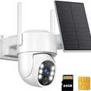 Gianteye 4G LTE Cellular Solar Security Cameras Wireless Outdoor, No WiFi Solar & Battery Powered Outdoor Security Camera, 2K Color Night Vision, Human Detection, Built in TF/SIM Card