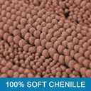 H.VERSAILTEX Bathroom Rugs Bath Rugs for Bathroom Non Slip Bath Mats Extra Thick Chenille Striped Rug 17" x 24" Absorbent Soft Shaggy Washable Dry Fast Bath Mats - Muted Clay