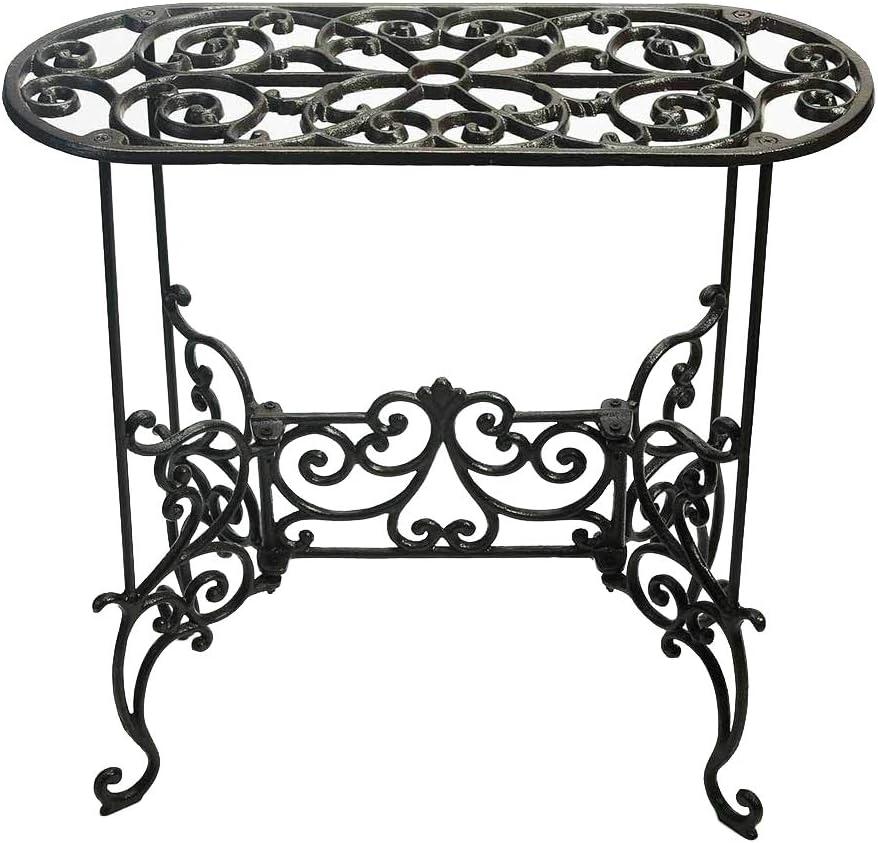 Sungmor Heavy Duty Cast Iron Potted Plant Stand Garden Table - 22.6IN. 1 Tier Metal Stands - Decorative & Vintage Style Indoor Outdoor Corner Shelf for Planters Vases Lanterns Ornaments Books and More