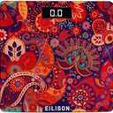 Eilison Indian Art Digital Body Weighing Scale 400lbs, Precision Step-on Bathroom Scale, Accurate & Large LED Display, Weight Verification, Thick Tempered Glass (Indian Art)