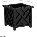 Lattice Design Planter Box 2-Pack 14.75-Inch Decorative Outdoor Flower or Plant Pots Front Porch, Patio, and Garden Decor by Pure Garden (Black)