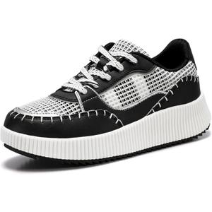 STQ Platform Sneakers Women Fashion Shoes 2024 Orthopedic Walking Shoes with Plantar Fasciitis (9, Black White)