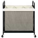 STO STO Laundry Hamper 3 Section, 120L Rolling Laundry Sorter Cart with Removable and Washable Liner Bag, Rolling Clothes Hamper with Metal Handle for Laundry Room and Bedroom