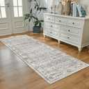 WITSHOCK 3x8 Runner Rugs for Hallway Bathroom: Machine Washable Non Slip Vintage Carpet - Low Pile Lightweight Print Rug for Kitchen Laundry Room Bedroom Beside Rug - Pet & Kids Friendly (Light Blue)
