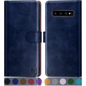 SUANPOT for Samsung Galaxy S10 6.1"(Non S10e,S10+) with RFID Blocking Leather Wallet case Credit Card Holder,Flip Folio Book Phone case Shockproof Cover Women Men for Samsung S10 case Wallet (Blue)