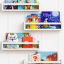 Forbena Floating Nursery Book Shelves for Wall Set of 4, White Wall Bookshelf for Kids Room, Small Wood Book Shelf Bookshelves for Baby Teen Boys Girls Bedoom Bathroom Toy and Decor Storage (16.5 Inch)