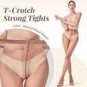 3 Pairs Sheer Pantyhose for Women T-Crotch Tights 20D Ultra Thin High Waist Stockings, Small