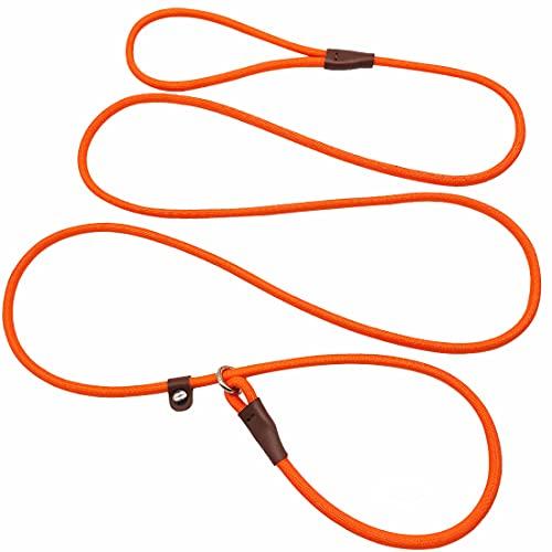 MayPaw Slip Lead Control Leash for Dogs No Pull, 13+ Colors Classic Dog Lead 7FT Pet Slip Leash, 1/4” Rope Leashes for Small Medium Animals Orange