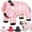 AOFITEE Dog Coat, Waterproof Dog Jacket for Winter, Warm Fullbody Dogs Snowsuit, Winter Coat for Small Dogs, Zip Up Pet Puffer Jacket Fleece Vest, Outdoor Reflective Cold Weather Pet Coats, Medium (Pink)