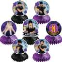 Purple Black Birthday Decorations 7pcs Honeycomb Centerpieces, Black and Purple Birthday Party Supplies for Girls Boys, Gothic Style Double Sided Party Table Centerpieces Party Favors