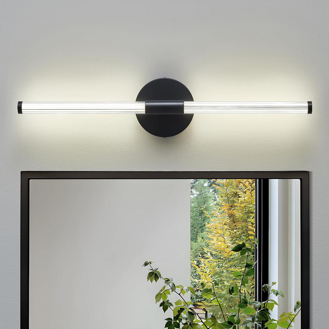 Lanhall LED Bathroom Light Fixture Modern Black Vanity Light Over Mirror Acrylic Wall Sconce Lights for Living Room, Bedroom, Bedside Brightness Dimmable 360° Full Lighting