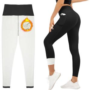 HEGALY Thick Fleece Lined Leggings for Women Tummy Control High Waisted Workout Thermal Warm Soft Yoga Pants for Cold Winter (Medium, Black-Pockets)