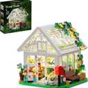 Flower House Building Set, Creative Garden Playset Toy with LED Light, Build a Greenhouse Model, Great Gift for Friends or Girls (597 Pieces)
