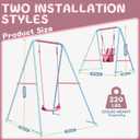 2-in-1 Toddler Swing Set with Foldable Stand, Baby Swingset with 2 Types of Anchors for Indoor & Outdoor, 1 Belt & 1 Soft Swing Seat with Safety Harness & Height Adjuster for 6 Months and Older Kids