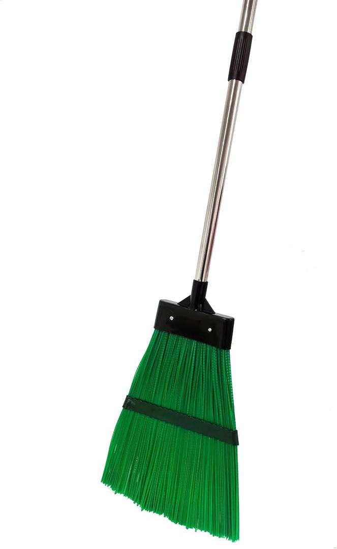 Courtyard Broom-Heavy Duty Broom Long Handle Outdoor Commercial Angle Broom for Courtyard Ourdoor Travel Camping (Black+ green)