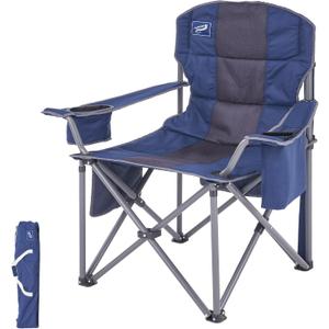 Oversized Folding Camping Chair for Adults, Supports 500 lbs, Breathable Fabric, Insulated Cup Holder, 8-Can Cooler, Padded Backrest & Seat, Storage Pouch, Carry Bag