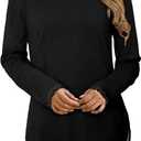 CRAZY GRID Womens Long Sleeve Shirts Casual Tops Lace Neckline Fall Fashion Clothes Winter Outfits Basic Tunic 2026 (Black, M)