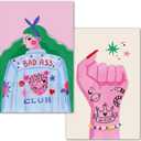 Gooji Girl Power Encouragement Greeting Cards with Envelopes, 10 Pack, Inspiring and Encouraging 4x6 Thank You Card Set, Original Cardstock Art, Blank Writable Inside