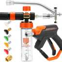 RIDGE WASHER Pressure Washer Gun Mini Foam Cannon with Dual Connector Accessory, No Dilution Required, Stainless Steel Gun for Foam Blaster, 1/4" Quick Connect, 4000 PSI, 200 ML