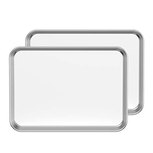 Bastwe Baking Sheet Set of 2, Stainless Steel 2-Piece Cookie Sheet, Toaster Oven Baking Pan Set, Rectangle Size 16 x 12 x 1 inch, Healthy & Non Toxic, Mirror Finish & Rust Free, Dishwasher Safe