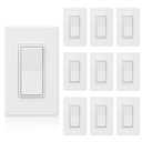ELEGRP Matte White Single Pole Decorator Light Switch 15Amp, 120-277V, Paddle Rocker Replacement, On/Off Wall Switch, Self-Grounding, Residential Grade, w/Wall Plate, UL/CUL (10 Pack)