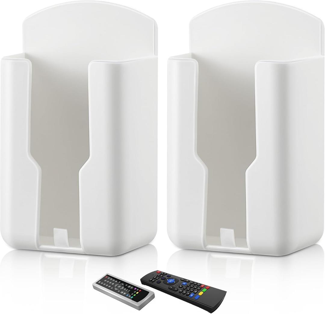 Saillong 2 Pack Remote Holder Wall Mount, Remote Control Holder Organizer with Adhesive, Ceiling Fan Controller Storage, TV Controller, Storage Accessories for Home School Office
