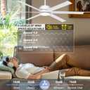Ohniyou 60" Industrial Ceiling Fan with Lights - Remote & APP Control, Dimmable, DC Motor, Indoor Outdoor Fan for Patio Living Room, White