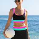 popvil High Waisted Bikini Sets for Women Tummy Control Swimsuits 3 Piece Bathing Suits Neon Swimwear with Skirt 2026, Size: X-Large