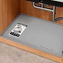 Aisslro Under Sink Mat 28" X 19", Waterproof Silicone Under Sink Mats for Kitchen, Anti-Leak Shelf Liner & Cabinet Protector with Raised Edge, [BPA Free] Bathroom Tray Home Organizer, Grey (Gray)