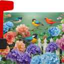 Spring Watercolor Flowers Mailbox Covers Magnetic Spring Welcome Outdoor Mailbox Cover Standard Size 21" X 25.5" Floral Bird Holiday Mailbox Wrap Post Letter Box Cover Decorative for Home Garden Yard