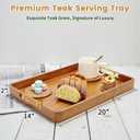 Solid Teak Wood Serving Tray with Handles, 20"x14"x2" Large Ottoman Tray for Living Room Kitchen Party, Decorative Rustic Rectangular Tray for Home Coffee Table Breakfast Dinner Bar
