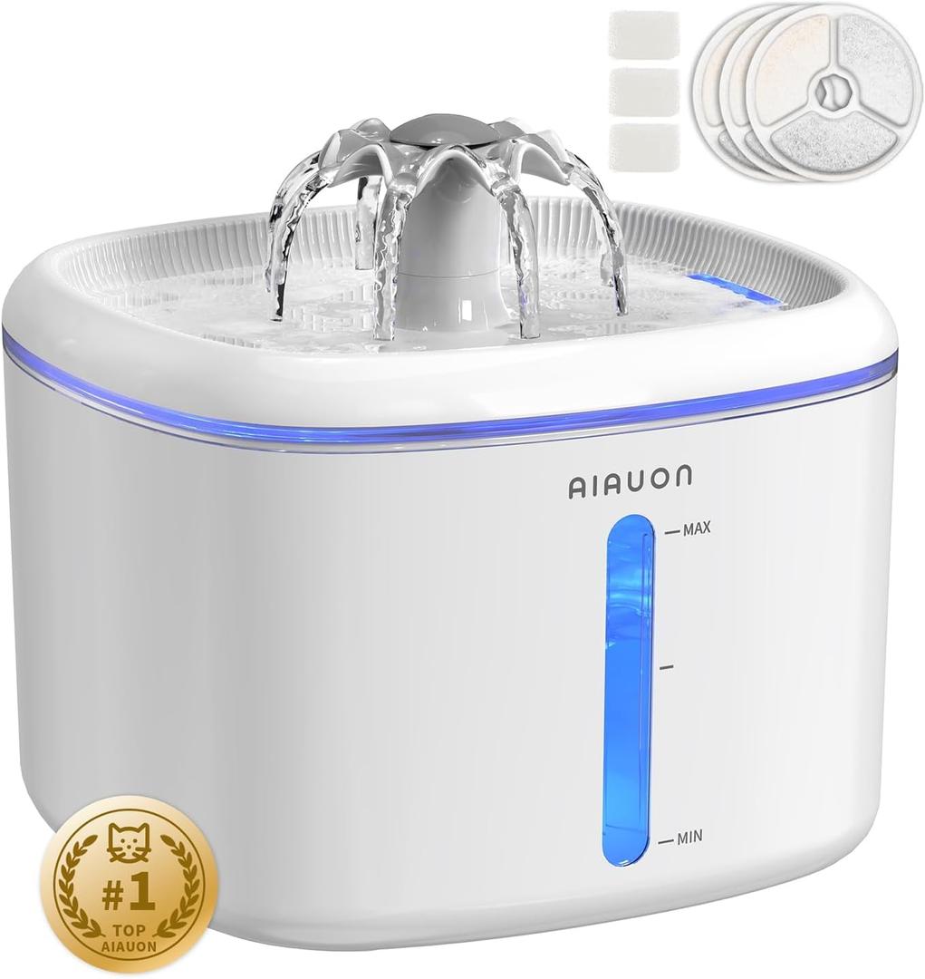 Cat Water Fountain,84oz/2.5L Pet Cat Fountain  Ultra Quiet Upgraded Automatic Pet Water Dispenser with 3 Replaceable Filters, Indoor Cat & Dog Drinking Bowl
