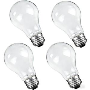 A19 Incandescent Light Bulbs 60 Watt, Dimmable, 2700K Soft White, 4 Pack