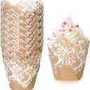 Nuenen 200 Pcs Wedding Tulip Cupcake Liners Bridal Shower Muffin Liners Baking Cups Greaseproof Paper Cupcake Wrappers Cups for Party Wedding Anniversaries Birthdays Supplies