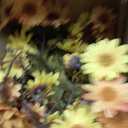 Artificial Daisy Flowers Fall Flowers in Amber Glass Vase with Faux Water