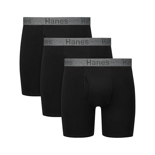 Hanes Men's Stay Dry Pouch Boxer Briefs, Cotton Stretch Boxer Brief with Leak Protection, 3-Pack, Size L