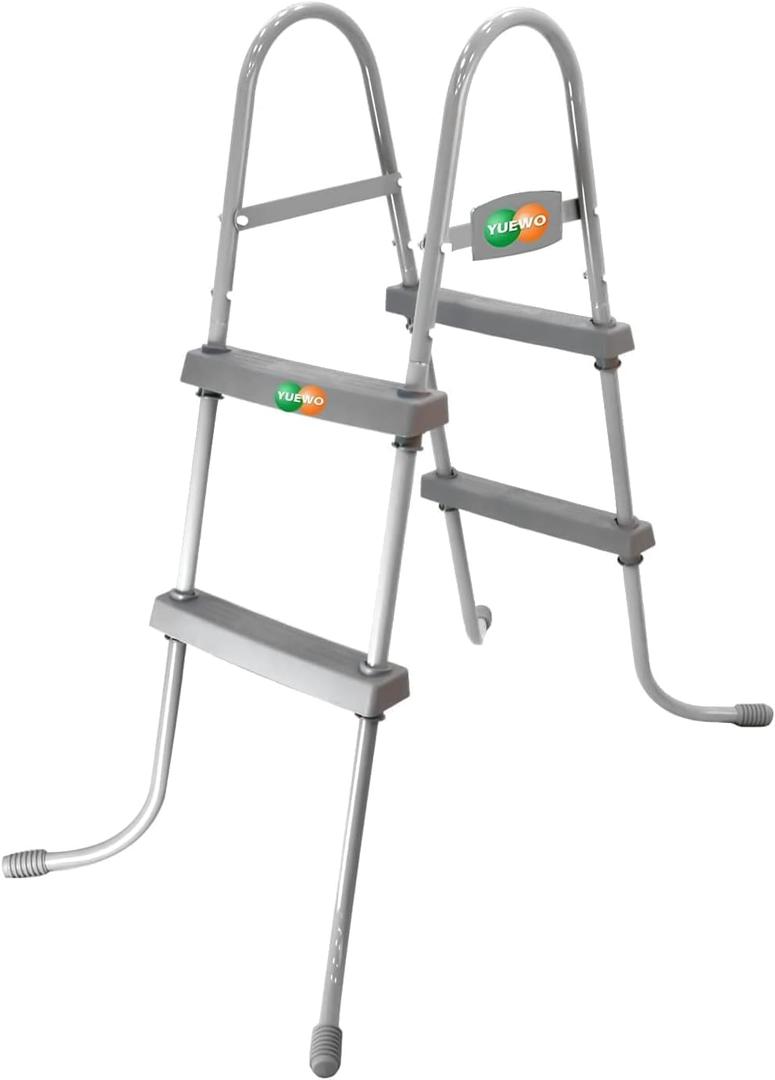 YUEWO 36" 2-Step Steel Frame Above Ground Swimming Pool Ladder with Non-Slip Plastic Steps for Entry and Exit System Swim Pools