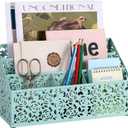 DINGTAI Modern Countertop Organizer, Desk Accessories - Organizer for Bills, Letters, Papers - Mail Sorter, Pencil Holder (Blue)