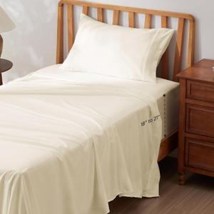 Bedsure Deep Pocket Twin Sheets Set - Fits Mattresses Up to 21 Inches Thick -3 Piece GentleSoft Bed Sheets, Moisture Wicking, Soft & Cooling Bedsheet & Pillowcases, Easy & Secure Fit, Ivory