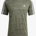 adidas Men's 3 Stripe Tech Tee Moisture Wicking Fabric Relaxed Fit 1465164, Green Oxide Mel, XL