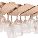 glass holder-a wooden glass rack and goblet storage rack installed under the cabinet or countertop (Natural color)