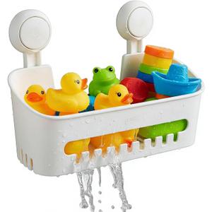 Bath Toy Storage Organizer,Kids Bathtub Toy Holder with Drain Holes,Shower Caddy for Bathtub,No Drilling Shower Caddy Suction Cup,Waterproof Storage Basket for Bathroom,Kitchen