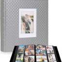 RECUTMS Large Capacity Photo Album 4x6, 600 Photos PU Leather Picture Album with Black Pages, Horizontal & Vertical Pockets, Clear Sleeves Memory Book for Family, Travel, Wedding & Gift(Grey)