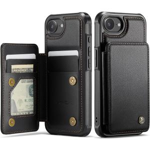 Vinich for iPhone 16e Wallet Case with Card Holder, RFID Blocking Credit Slots Kickstand Shockproof Phone Cover Fit for iPhone 16e 6.1" Black