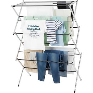 Displays By Jack Portable Collapsible Clothing Dryer Rack, Foldable Drying Rack for Clothes, Lingerie, Towels, Linens, Laundry Home Apartment Must Haves, Metal Chrome Finish, LxWxH: 29.5 x 14.5 x 41.75 inches