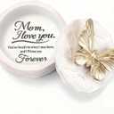 Mothers Day Birthday Gifts for Mom, Mom Small Butterfly Keepsake Box - Meaningful Butterfly Gifts for Mama, Mother of The Bride Gift - Hand-Painted Mother Resin Jewelry Trinket Box